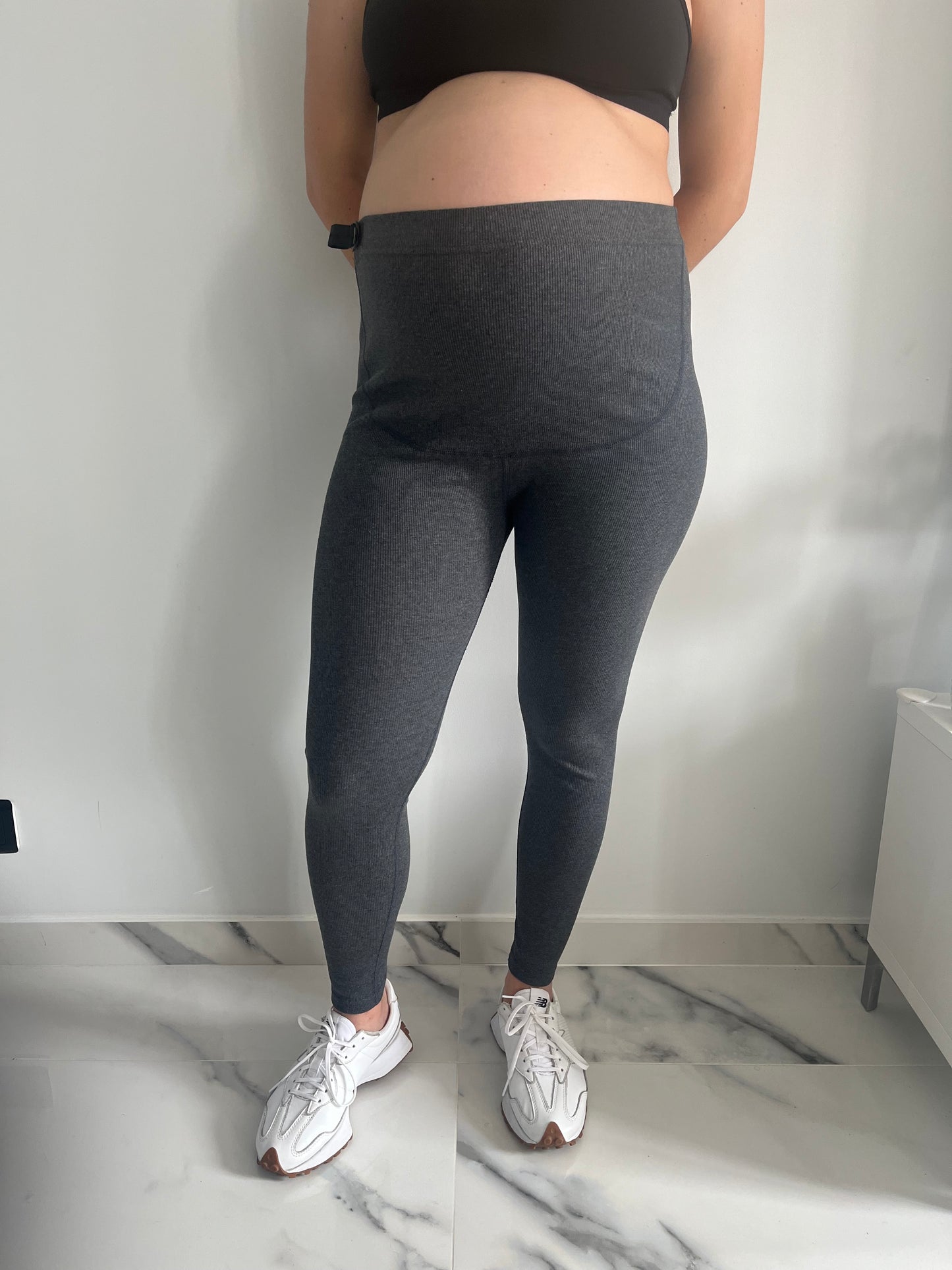 Legging de grossesse en coton ceinture haute avec sangle ajustable